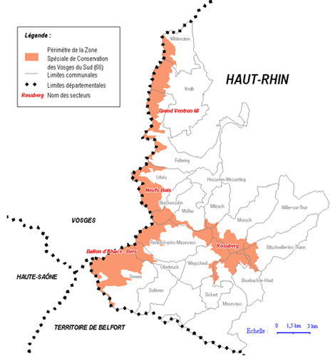 Carte de la ZSC des Vosges du Sud